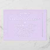 Simple Lavender Wedding Folieneinladung (Vorderseite)