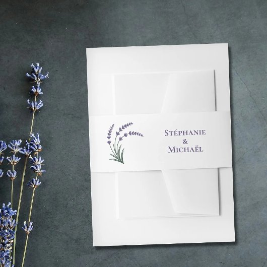 Simple Lavender Wedding Invitation Belly Band