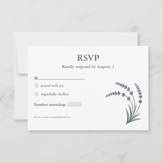 Simple Lavender Wedding RSVP Card (Vorderseite)