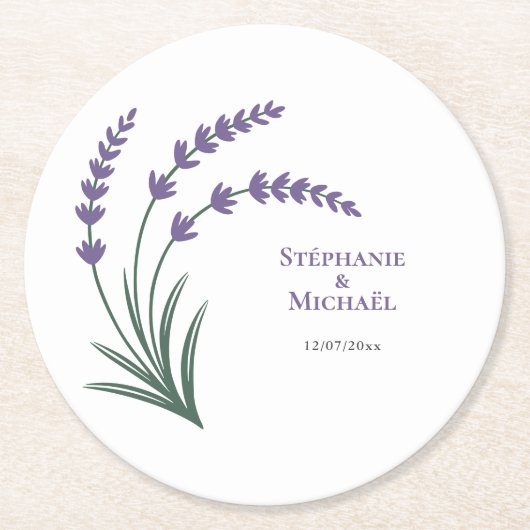 Simple Lavender Wedding Runder Pappuntersetzer (Vorderseite)