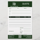 Simple Lawn Care Service Business Quote Briefpapier (Vorderseite)