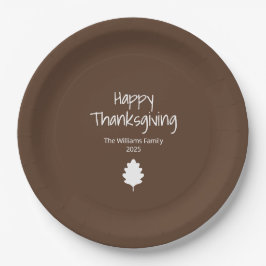 Simple Leaf Modern Autumn Family Thanksgiving Pappteller