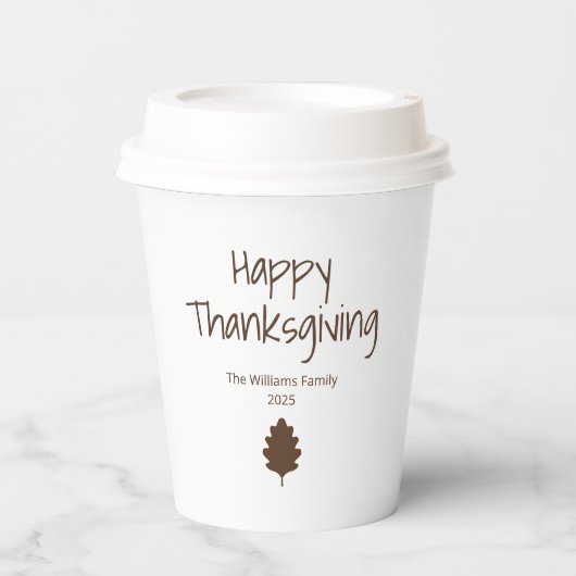 Simple Leaf Modern Family Thanksgiving Dinner Pappbecher (Vorderseite)
