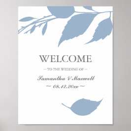 Simple Leaves Wedding Welcome Sign Poster