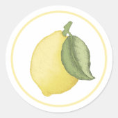 Simple Lemon Birthday Party Round Sticker (Vorderseite)