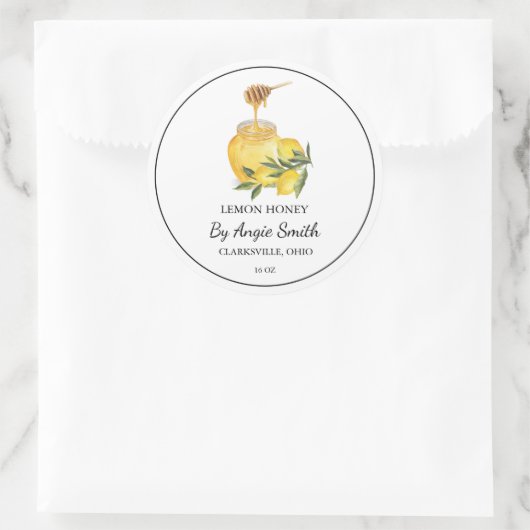 Simple Lemon Infused Honey Label Runder Aufkleber (Tasche)