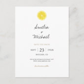Simple Lemon Save the Date Ankündigungspostkarte (Vorderseite)