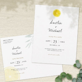 Simple Lemon Save the Date Ankündigungspostkarte