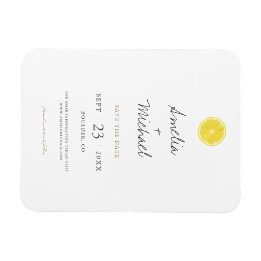 Simple Lemon Save the Date Magnet (Horizontal)
