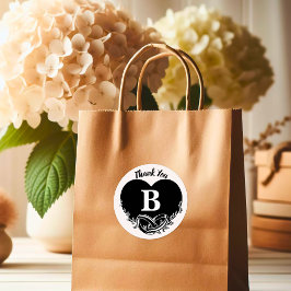 Simple Letter B Heart Foliage Wedding Vielen Dank Runder Aufkleber