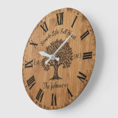 Simple Life Full Heart | Custom Oak Tree Family  Große Wanduhr (Winkel)