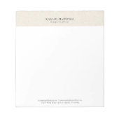 Simple Light Beige Linen Black Typography Notizblock (Vorderseite)