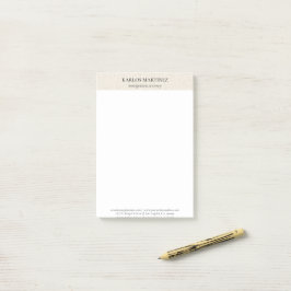 Simple Light Beige Linen Black Typography Post-it Klebezettel