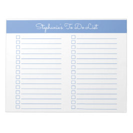 Simple Light Blue 8.5x11 Two Column Checklist Notizblock