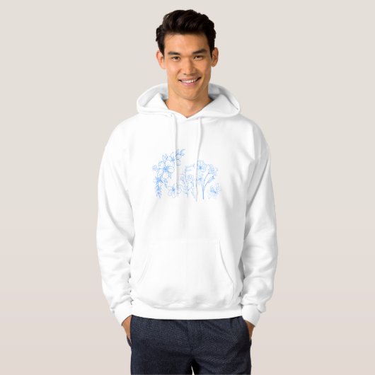 Simple light blue flower graphic hoodie (Vorne ganz)