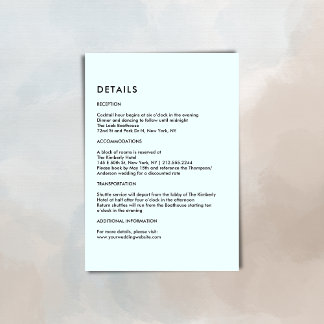Simple Light Blue Wedding Details  Begleitkarte