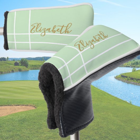 Simple light green minimalist custom name ladies golf headcover