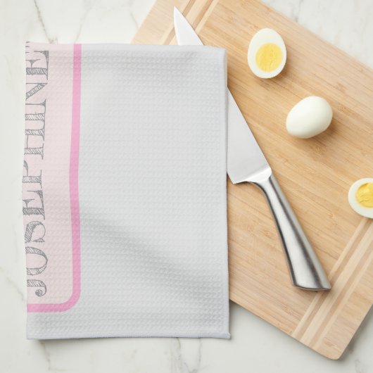 Simple Light Grey Personalized Modern Chic Pink Geschirrtuch (Viertel Falte)