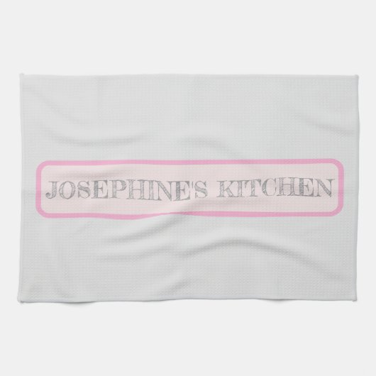 Simple Light Grey Personalized Modern Chic Pink Geschirrtuch (Horizontal)