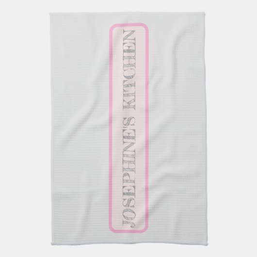 Simple Light Grey Personalized Modern Chic Pink Geschirrtuch (Vertikal)