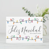 Simple Lights Feliz Navidad Weihnachtskarte Feiertagskarte (Stehend Vorderseite)