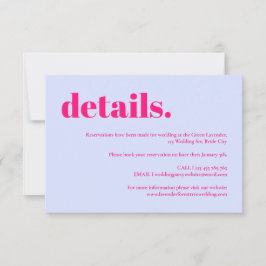 Simple Lilac Pink Wedding details RSVP Karte