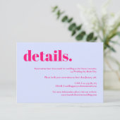 Simple Lilac Pink Wedding details RSVP Karte (Stehend Vorderseite)
