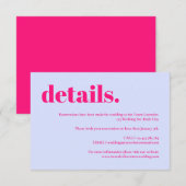 Simple Lilac Pink Wedding details RSVP Karte (Vorne/Hinten)