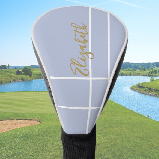 Simple lilac purple minimalist custom name ladies  golf headcover