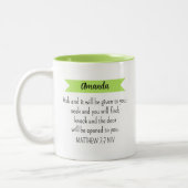 Simple Lime Green Frage Gottsbibel Verse Christlic Zweifarbige Tasse (Links)