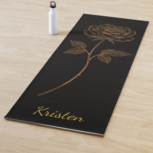 Simple Line Art Rose Custom Name Yogamatte (Beispiel)