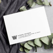 Simple Lines Monogram Initial Name Classic Black Mitteilungskarte