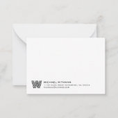 Simple Lines Monogram Initial Name Classic Black Mitteilungskarte (Vorderseite)