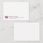 Simple Lines Monogram Initial Name Classic WINE Mitteilungskarte (Vorne/Hinten)