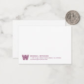 Simple Lines Monogram Initial Name Classic WINE Mitteilungskarte (Vorderseite/Rückseite Beispiel)