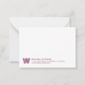 Simple Lines Monogram Initial Name Classic WINE Mitteilungskarte (Vorderseite)