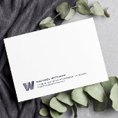 Simple Lines Monogram Initial Name DARK BLUE Mitteilungskarte