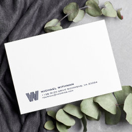 Simple Lines Monogram Initial Name DARK BLUE Mitteilungskarte