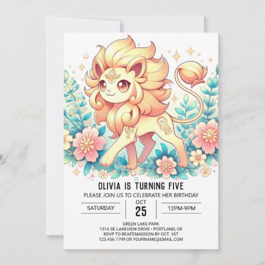 Simple Lion Digital Geburtstag Einladung (Vorderseite)