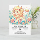 Simple Lion Digital Geburtstag Einladung (Stehend Vorderseite)