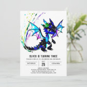 Simple Little Dragon Digital Boy Geburtstag Einladung (Stehend Vorderseite)