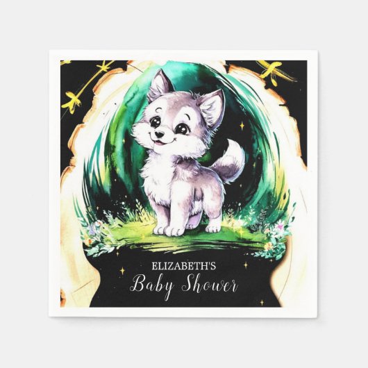 Simple Little Wolf Baby Dusche Serviette (Vorderseite)