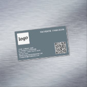 Simple Logo and QR Code Charcoal Gray Magnetische Visitenkarte (Beispiel)