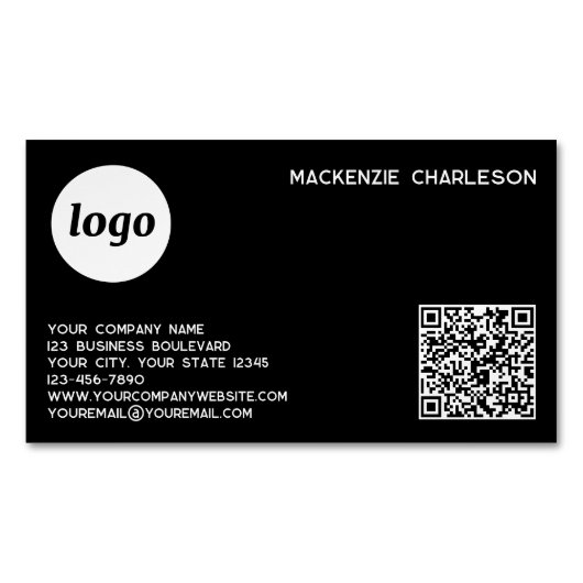 Simple Logo and QR Code Magnetische Visitenkarte (Vorderseite)