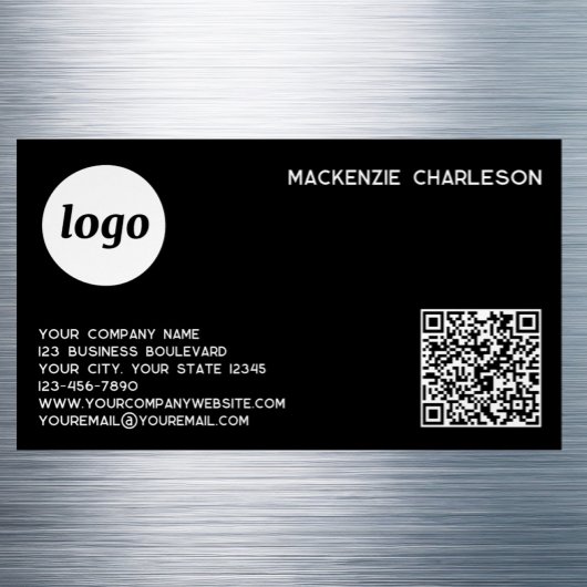 Simple Logo and QR Code Magnetische Visitenkarte