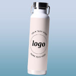Simple Logo and Text Business Blush Pink Trinkflasche<br><div class="desc">Simple logo and custom text design to foster brand loyalty and promote your small business.  Replace the logo with your own,  and change or delete the top and lower text to customize.  Perfect for promotional purposes and to give to employees,  customers and clients.</div>