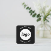 Simple Logo and Text QR Code Black Square Business Quadratische Visitenkarte (Stehend Vorderseite)