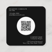 Simple Logo and Text QR Code Black Square Business Quadratische Visitenkarte (Rückseite)