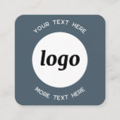 Simple Logo and Text QR Code Charcoal Gray Quadratische Visitenkarte (Vorderseite)
