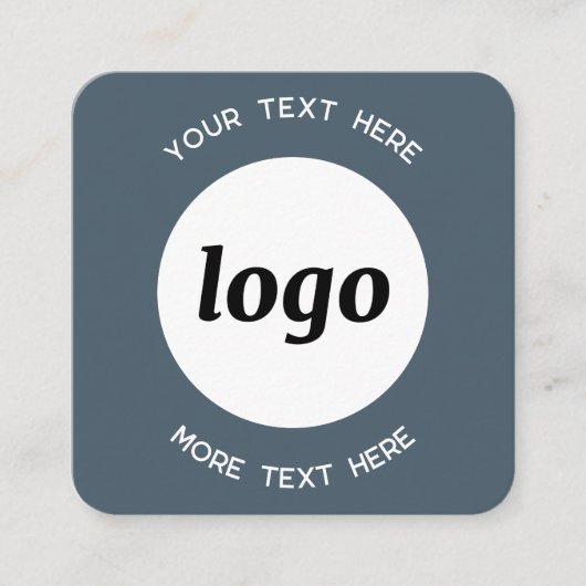 Simple Logo and Text QR Code Charcoal Gray Quadratische Visitenkarte (Vorderseite)